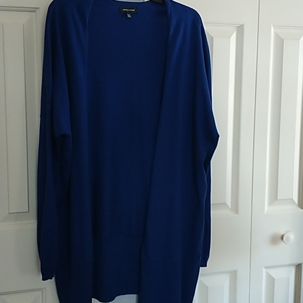 Lord & Taylor Cobalt Blue Open Front Cardigan Duster Sweater XL